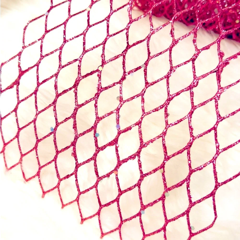 Hot Pink Glitter & Sequins Mesh Roll for Mermaid Party Theme, Decorating, Crafts